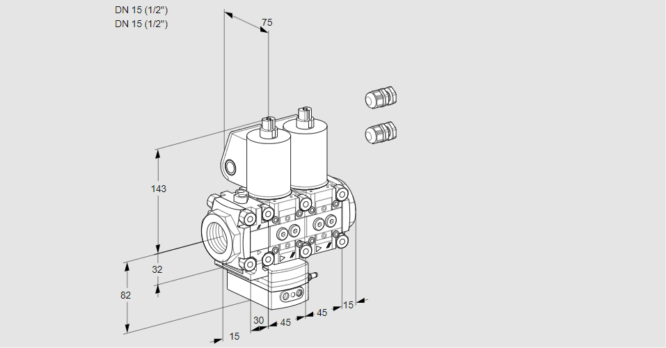 Регулятор давления с двумя эл.магнитными клапанами VCD 1E15R/15R05FD-25NWL3/PPPP/PPPP