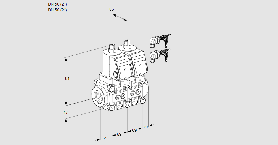 Клапан эл.магнитный сдвоенный VCS 2E50R/50R05NNWGR8/PPPP/PPPP
