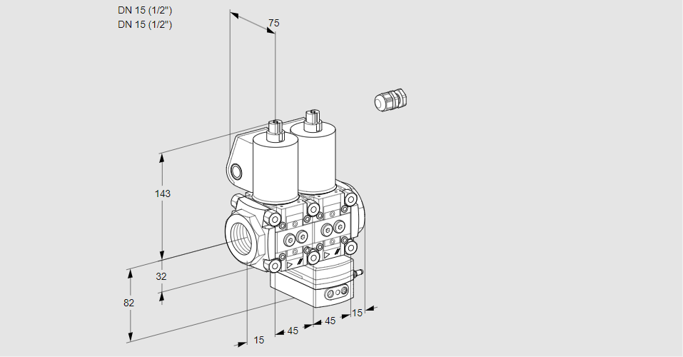 Регулятор давления с двумя эл.магнитными клапанами VCD 1E15R/15R05ND-100WL/PPPP/PPPP