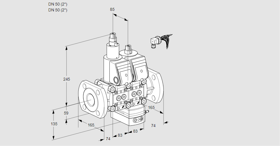 Регулятор соотношения газ/воздух с двумя эл.магнитными клапанами VCG 3E50F/50F05LGEWR3/PPPP/PPPP