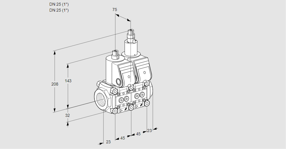 Клапан эл.магнитный сдвоенный VCS 1E25R/25R05NLWR/PPPP/PPPP
