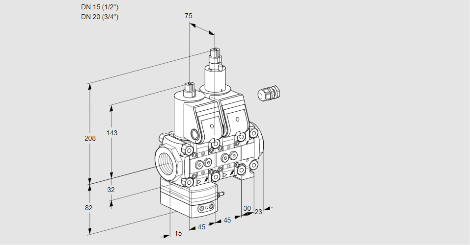 Регулятор давления с двумя эл.магнитными клапанами VCD 1E15R/20R05D-50LVWR/PPPP/PPPP