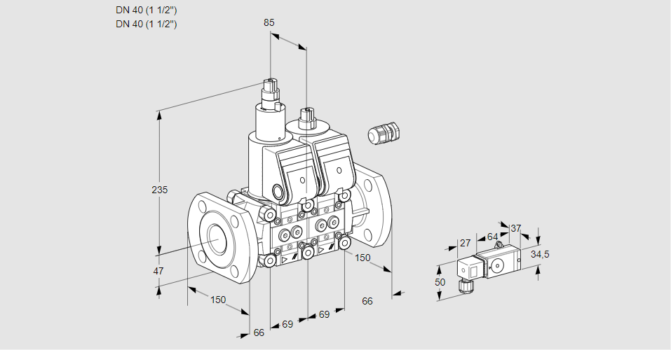 Клапан эл.магнитный сдвоенный VCS 2E40F/40F05LNWR/3-PP/-3PP