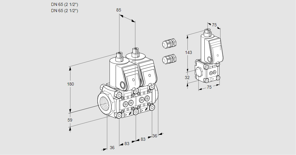 Клапан эл.магнитный сдвоенный VCS 3E65R/65R05NNWR3/PPPP/PPZS