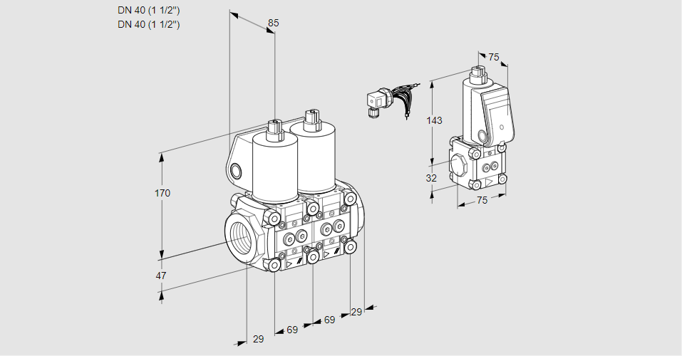 Клапан эл.магнитный сдвоенный VCS 2E40R/40R05NNWL/ZSPP/PPPP