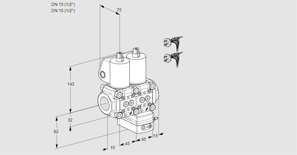 Регулятор давления с двумя эл.магнитными клапанами VCD 1E15R/15R05ND-100WL5/PPPP/PPPP