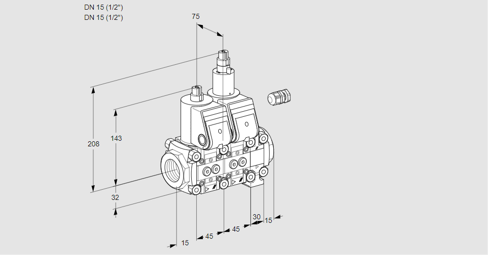 Клапан эл.магнитный сдвоенный VCS 1E15R/15R05NLVWR/PPPP/PPPP
