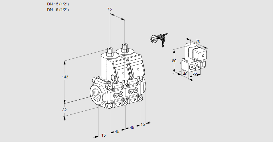 Клапан эл.магнитный сдвоенный VCS 1E15R/15R05NNWR/PPPP/PPBY