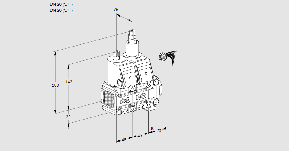 Клапан эл.магнитный сдвоенный VCS 1E20R/20R05FNLVWR/PPPP/PPPP