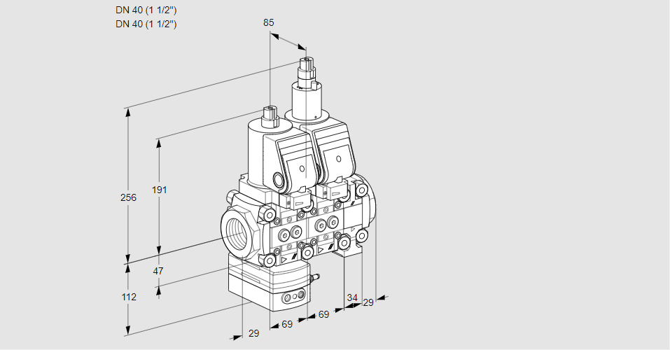 Регулятор давления с двумя эл.магнитными клапанами VCD 2T40N/40N05D-100LVQGR/PPPP/PPPP