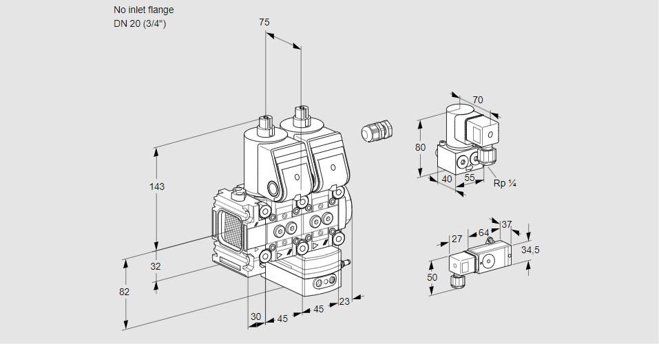 Регулятор давления с двумя эл.магнитными клапанами VCD 1E--/20R05FND-50WR/2-PP/PPZY