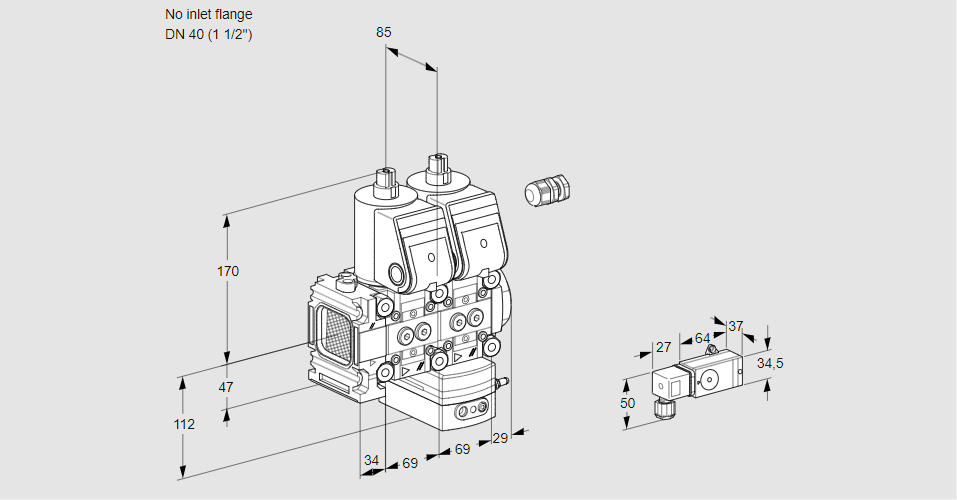 Регулятор давления с двумя эл.магнитными клапанами VCD 2E--/40R05FND-50WR/2-PP/PPPP