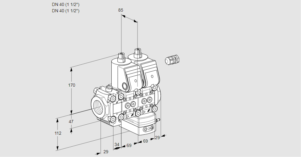 Регулятор давления с двумя эл.магнитными клапанами VCD 2E40R/40R05FND-50WR/PPPP/PPPP