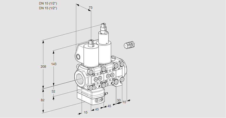 Регулятор давления с двумя эл.магнитными клапанами VCD 1E15R/15R05D-25LVWL/PPPP/PPPP