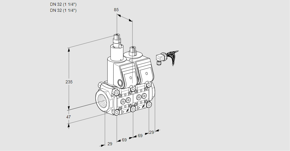 Клапан эл.магнитный сдвоенный VCS 2E32R/32R05LNWR/PPPP/PPPP