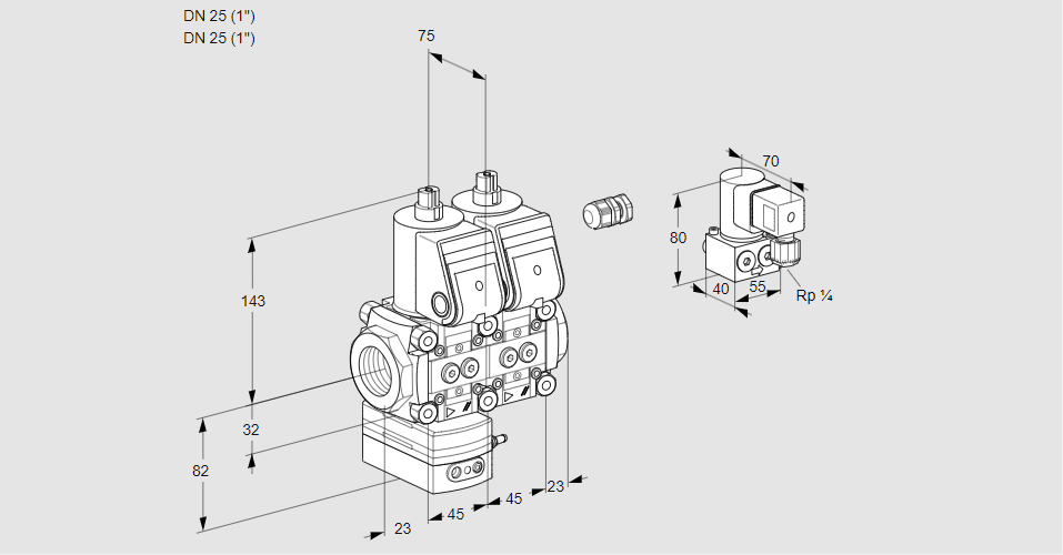 Регулятор давления с двумя эл.магнитными клапанами VCD 1E25R/25R05D-50NWR/PPPP/PPZY