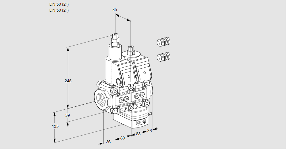 Регулятор давления с двумя эл.магнитными клапанами VCD 3E50R/50R05LD-100WR3/PPPP/PPPP