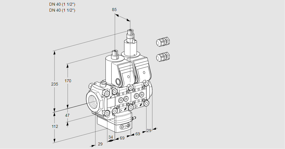 Регулятор давления с двумя эл.магнитными клапанами VCD 2E40R/40R05FD-50LWR3/PPPP/PPPP