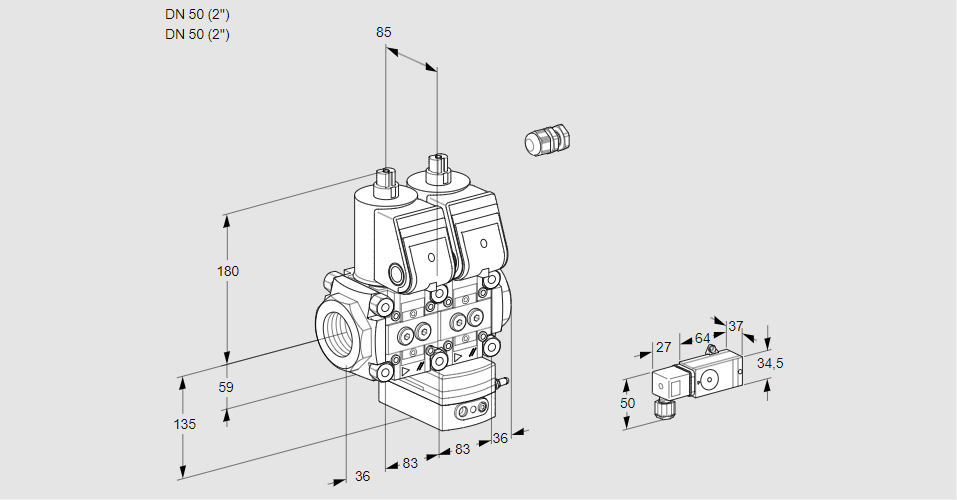 Регулятор давления с двумя эл.магнитными клапанами VCD 3E50R/50R05ND-25WR/2-PP/PPPP