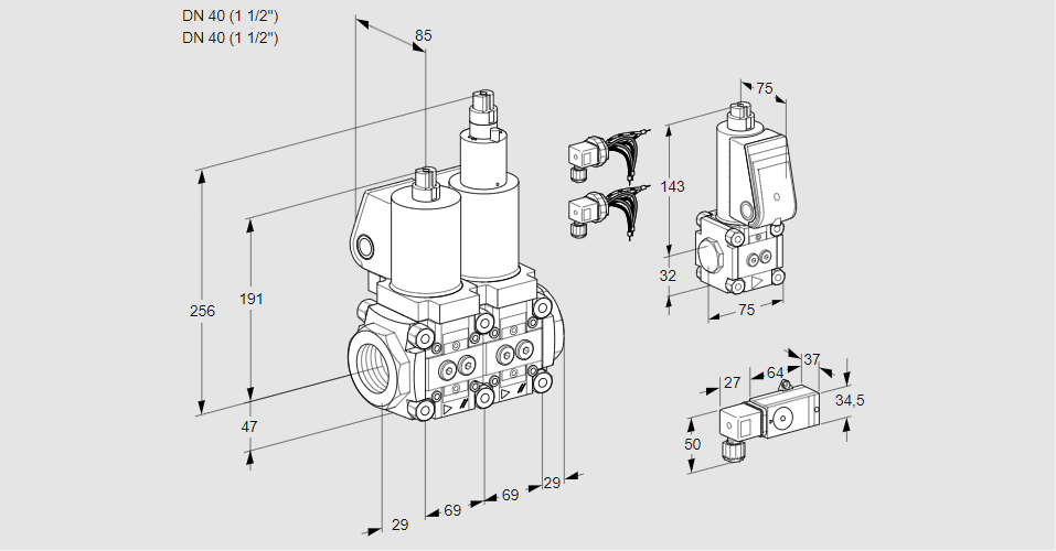 Клапан эл.магнитный сдвоенный VCS 2E40R/40R05NLWSL8/PPBS/3-PP
