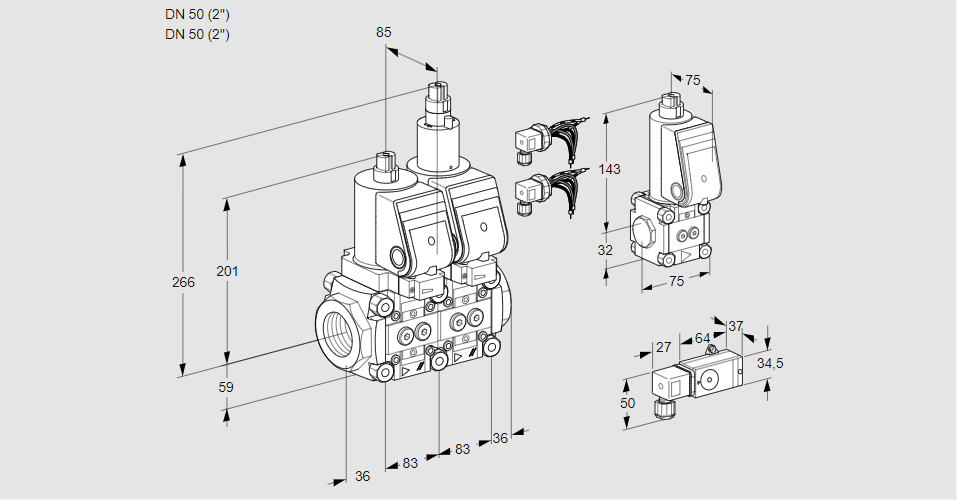 Клапан эл.магнитный сдвоенный VCS 3E50R/50R05NLWSR8/3-PP/PPBS