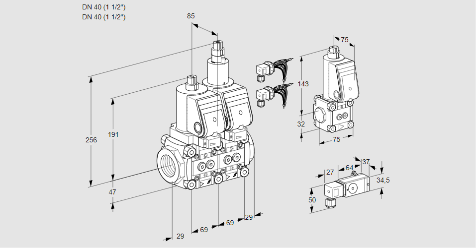 Клапан эл.магнитный сдвоенный VCS 2E40R/40R05NLWSR8/3-PP/PPBS