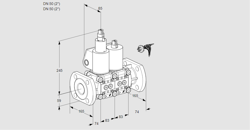 Клапан эл.магнитный сдвоенный VCS 3E50F/50F05LNWL/PPPP/PPPP