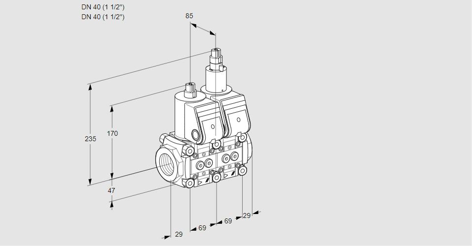 Клапан эл.магнитный сдвоенный VCS 2E40R/40R05NLWR/PPPP/PPPP