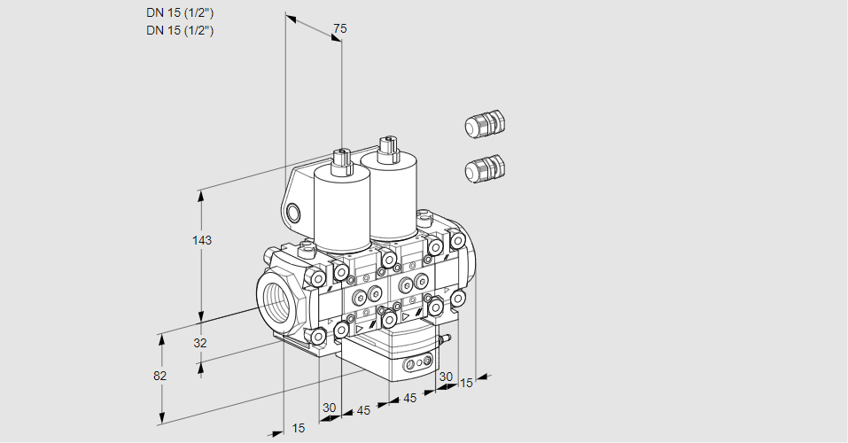 Регулятор давления с двумя эл.магнитными клапанами VCD 1E15R/15R05FND-100VWL3/MMPP/MMPP
