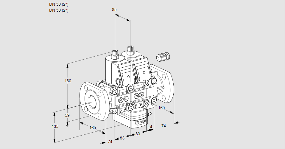 Регулятор соотношения газ/воздух с двумя эл.магнитными клапанами VCG 3E50F/50F05NGEVWR/PPPP/PPPP