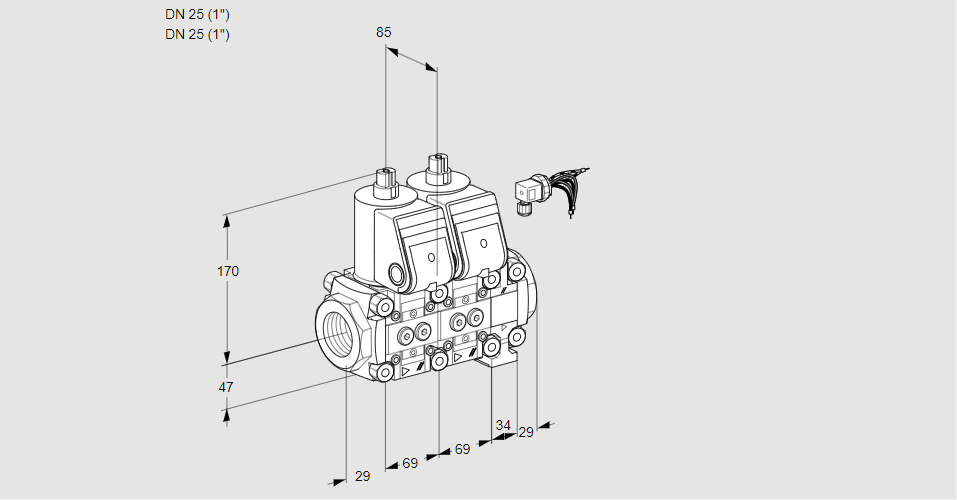 Клапан эл.магнитный сдвоенный VCS 2E25R/25R05NNVWR3/PPPP/PPPP