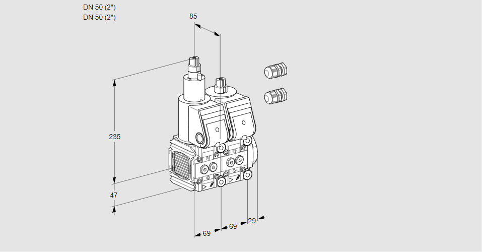 Клапан эл.магнитный сдвоенный VCS 2E50R/50R05FLNWR3/PPPP/PPPP