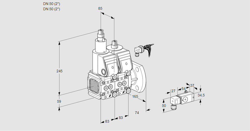 Клапан эл.магнитный сдвоенный VCS 3E50F/50F05FLNWR/3--3/PP-4