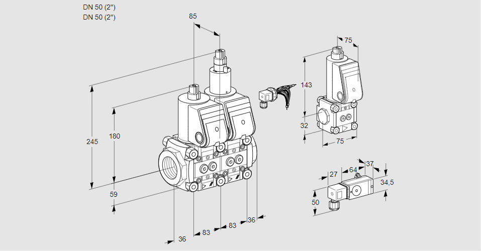 Клапан эл.магнитный сдвоенный VCS 3E50R/50R05NLWR/-3PP/PPBS