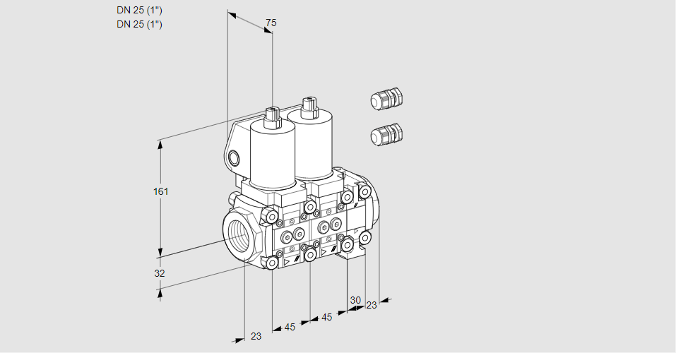Клапан эл.магнитный сдвоенный VCS 1E25R/25R05NNVWSL3/PPPP/PPPP