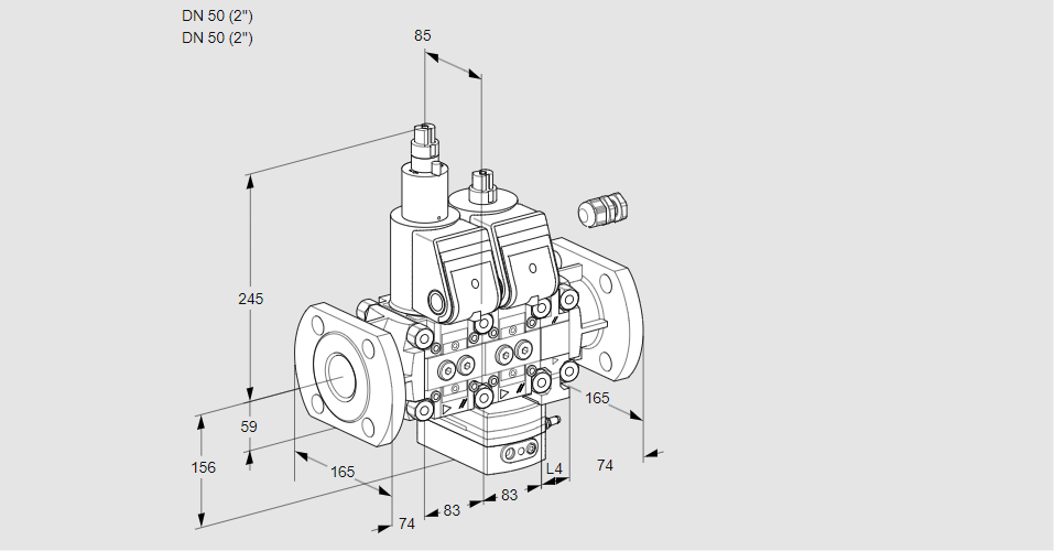 Регулятор расхода с двумя эл.магнитными клапанами VCH 3E50F/50F05LHEVWR/PPPP/PPPP