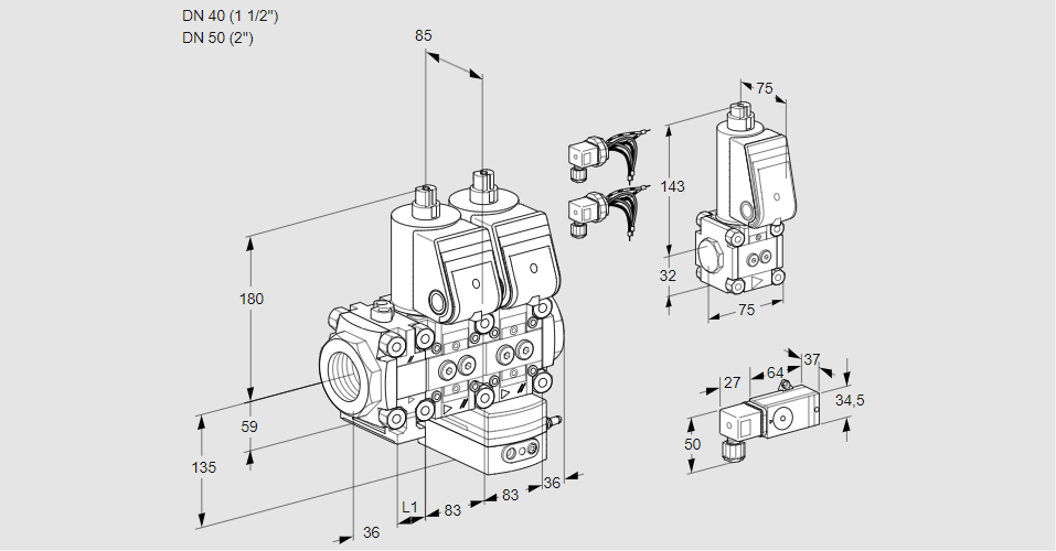 Регулятор давления с двумя эл.магнитными клапанами VCD 3E40R/50R05FND-50WR6/-2PP/PPZS