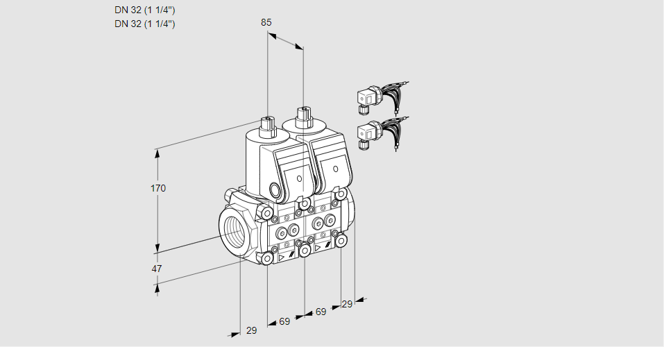 Клапан эл.магнитный сдвоенный VCS 2E32R/32R05NNKR6/PPPP/PPPP
