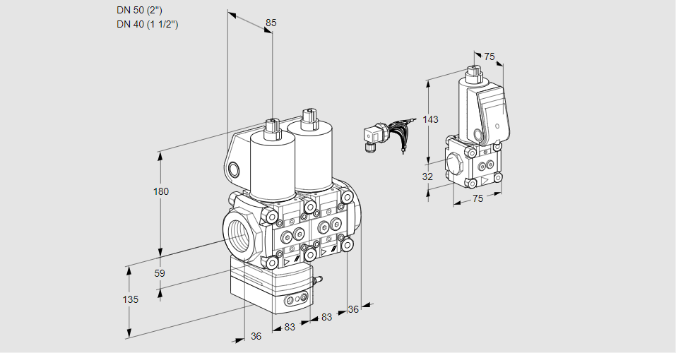 Регулятор давления с двумя эл.магнитными клапанами VCD 3E50R/40R05D-100NWL/PPZS/PPPP