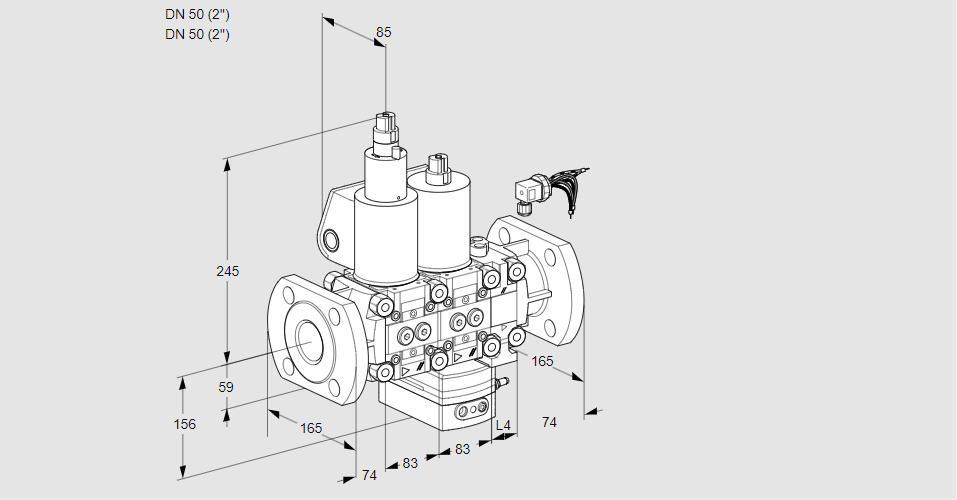 Регулятор расхода с двумя эл.магнитными клапанами VCH 3E50F/50F05LHEVWL/PPPP/PPPP