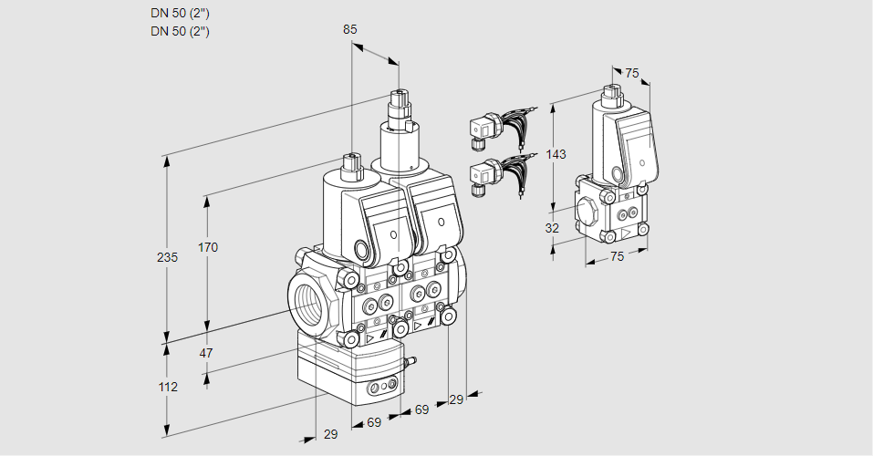 Регулятор давления с двумя эл.магнитными клапанами VCD 2E50R/50R05D-100LWR6/PPPP/PPZS