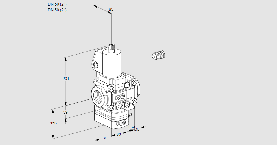 Регулятор расхода газа с эл.магнитным клапаном VAH 3E50R/50R05HEVQGL/PP/PP