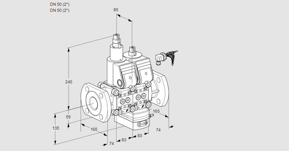Регулятор соотношения газ/воздух с двумя эл.магнитными клапанами VCG 3E50F/50F05LGEWR/PPPP/PPPP