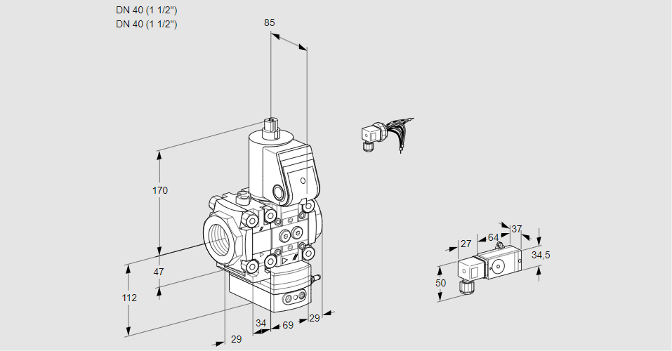 Регулятор давления с эл.магнитным клапаном VAD 2E40R/40R05FD-50WR/3-/PP
