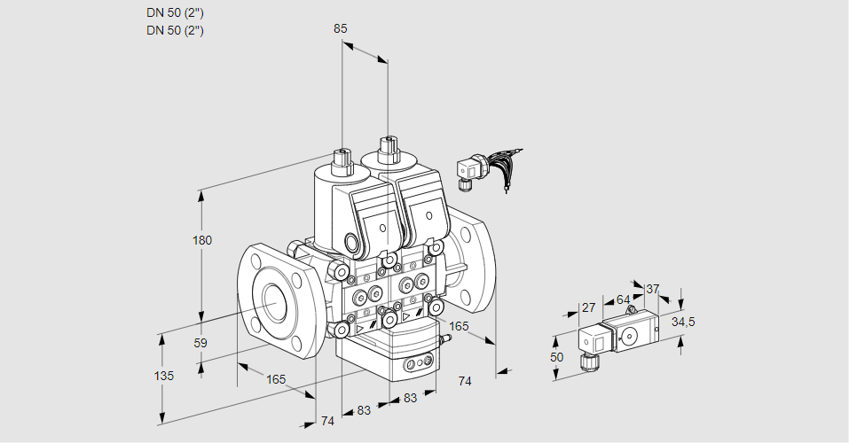 Регулятор давления с двумя эл.магнитными клапанами VCD 3E50F/50F05ND-100WR/2-PP/PPPP