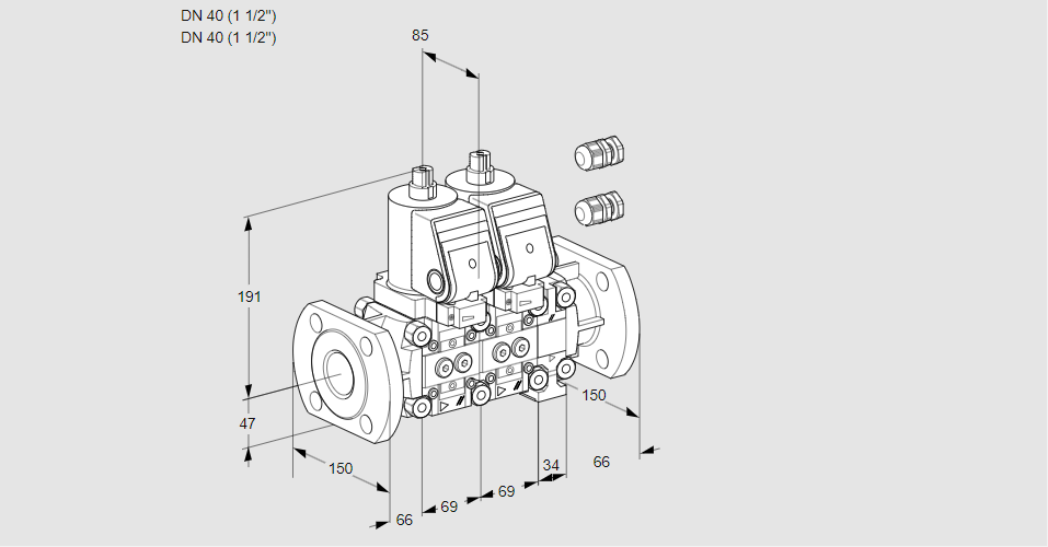Клапан эл.магнитный сдвоенный VCS 2E40F/40F05NNVKGR3/PPPP/PPPP