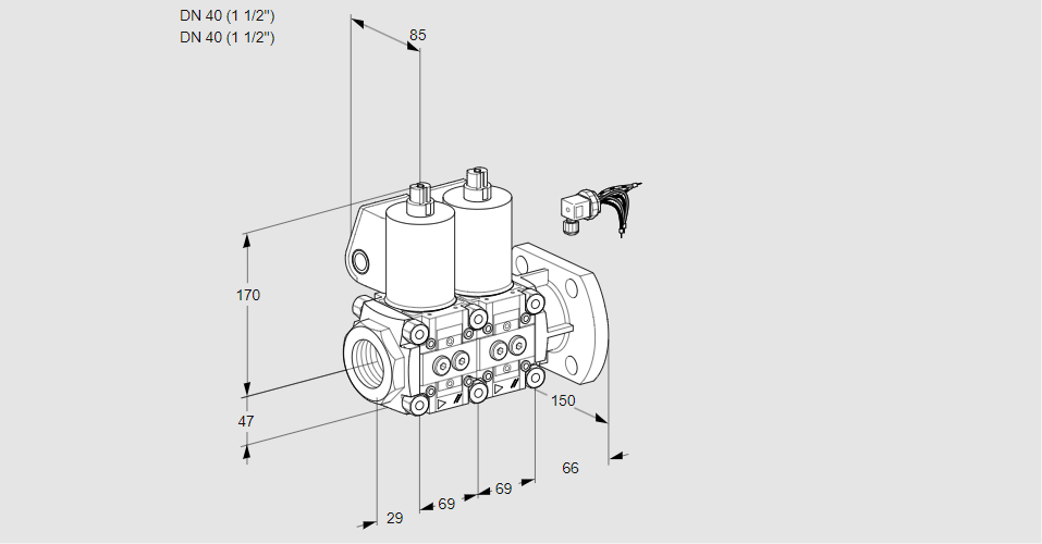 Клапан эл.магнитный сдвоенный VCS 2E40R/40F05NNWL/PPPP/PPPP