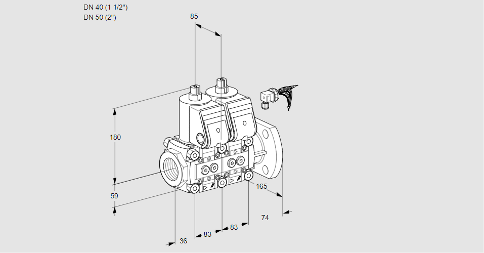 Клапан эл.магнитный сдвоенный VCS 3E40R/50F05NNWR/PPPP/PPPP