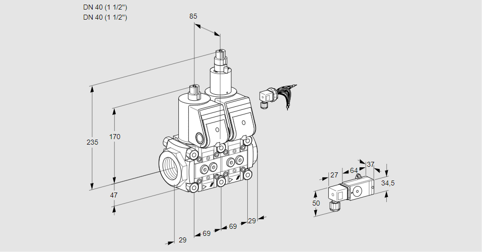 Клапан эл.магнитный сдвоенный VCS 2E40R/40R05NLWR/-3PP/PPPP