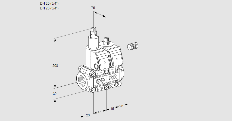 Клапан эл.магнитный сдвоенный VCS 1E20R/20R05LNWR/PPPP/PPPP
